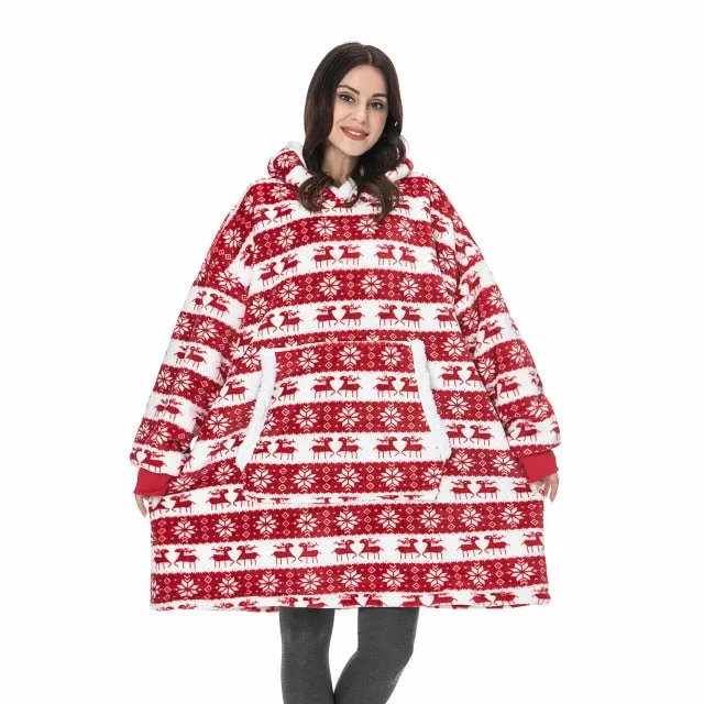 Oversized Hoodies Sweatshirt - Women Winter Hoodie Fleece . Giant TV Blanket With Sleeves Pullover