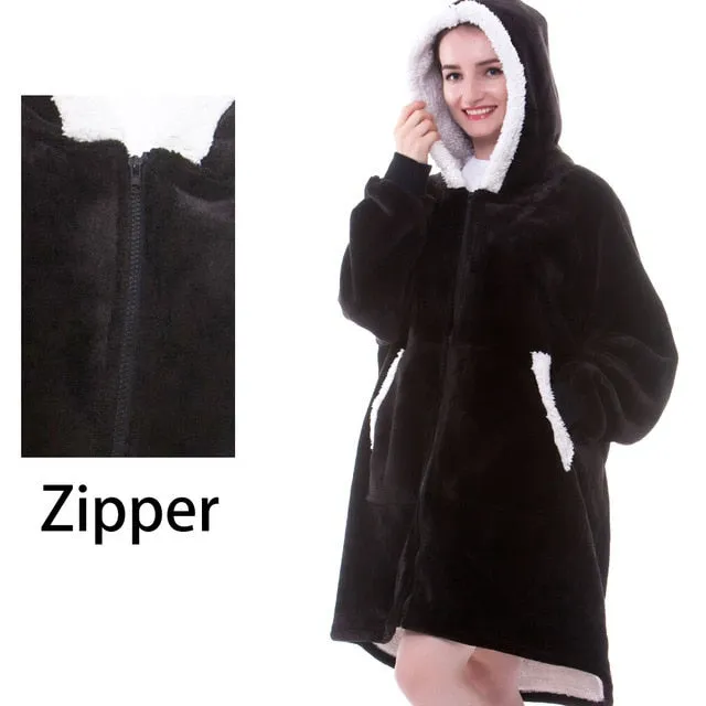 Oversized Hoodies Sweatshirt - Women Winter Hoodie Fleece . Giant TV Blanket With Sleeves Pullover