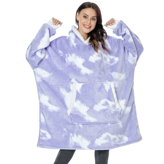 Oversized Hoodies Sweatshirt - Women Winter Hoodie Fleece . Giant TV Blanket With Sleeves Pullover
