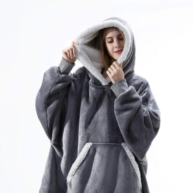 Oversized Hoodies Sweatshirt - Women Winter Hoodie Fleece . Giant TV Blanket With Sleeves Pullover