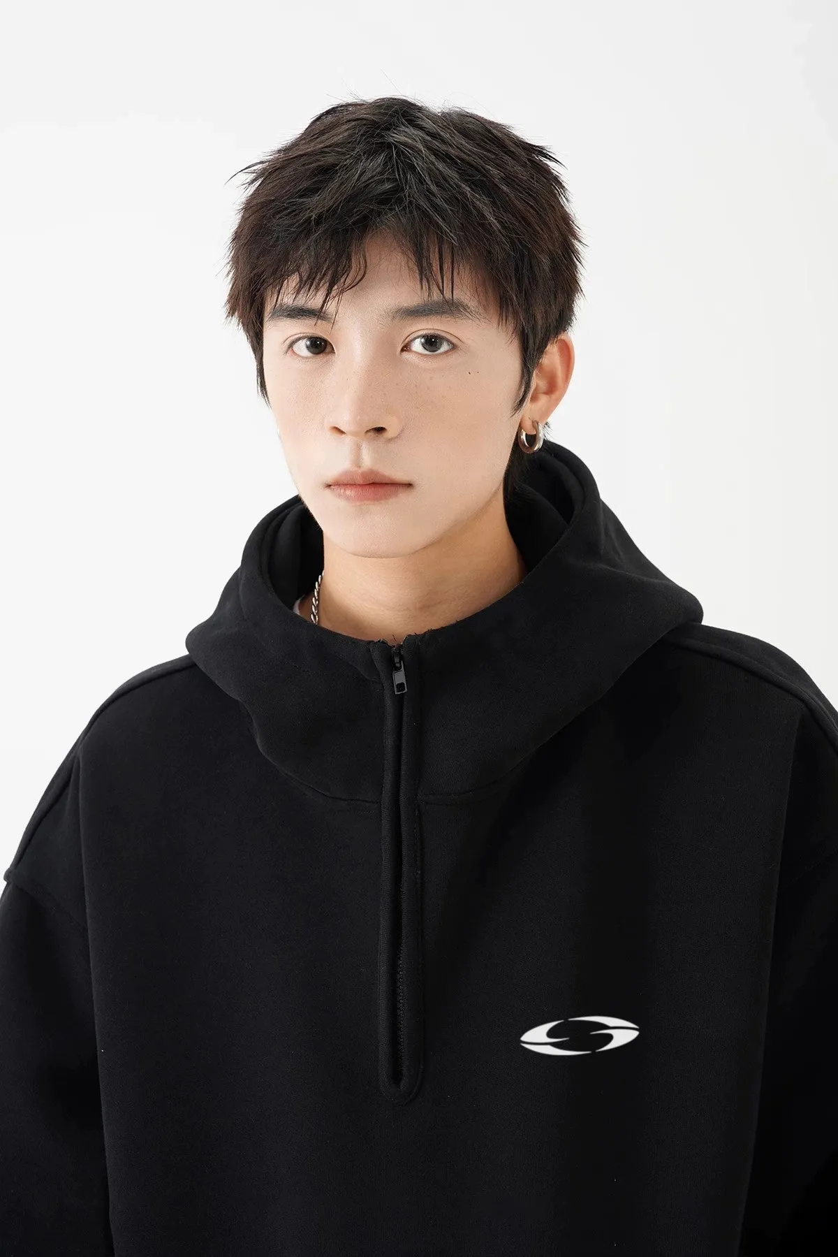 Oversized Pullover Logo-Print Hoodie with Kangaroo Pocket