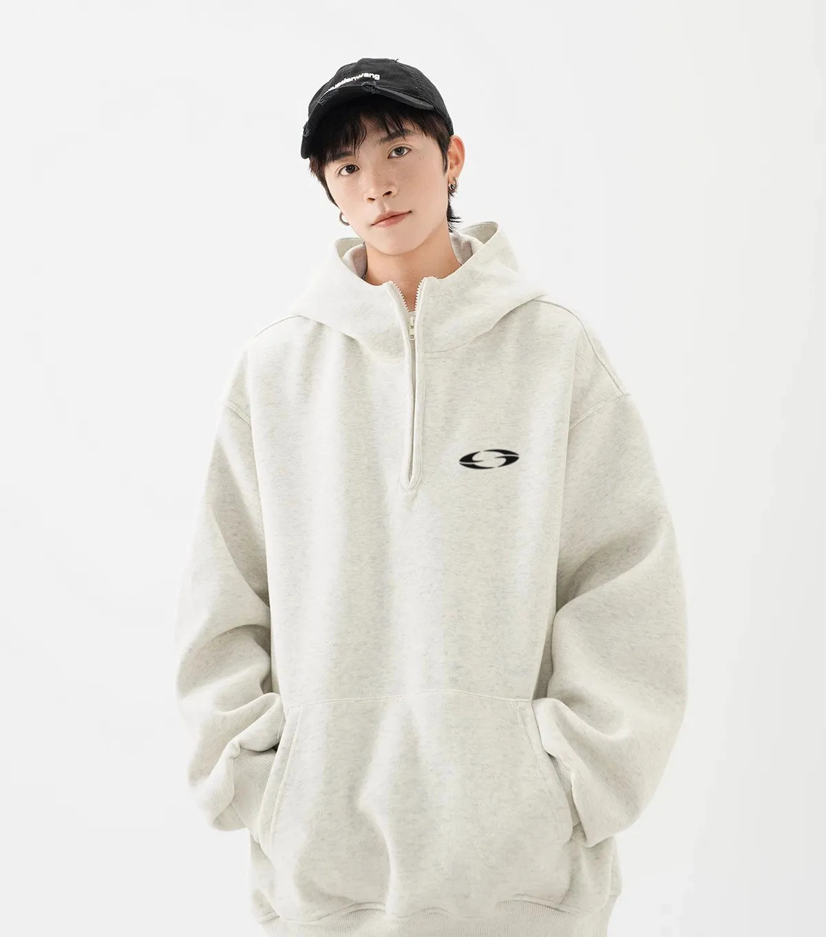 Oversized Pullover Logo-Print Hoodie with Kangaroo Pocket
