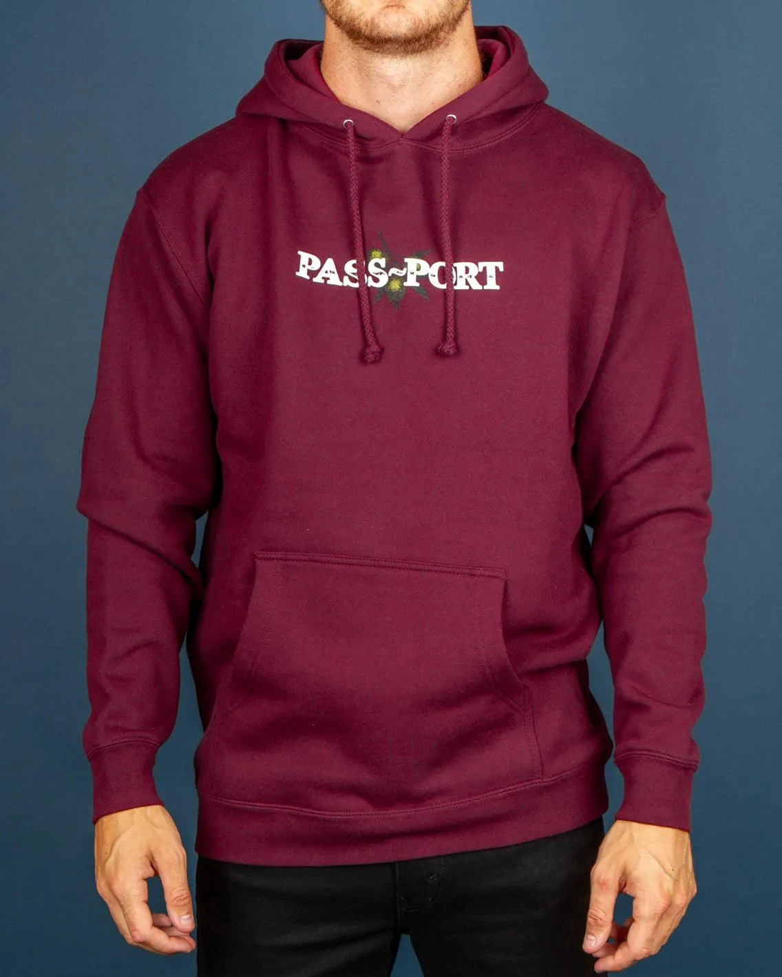 Pass~Port - Olive Puff Print Hoodie - Maroon