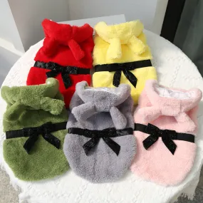 Pet Clothes Autumn and Winter New Dog Cat Clothes Fur Coat Bow Decoration