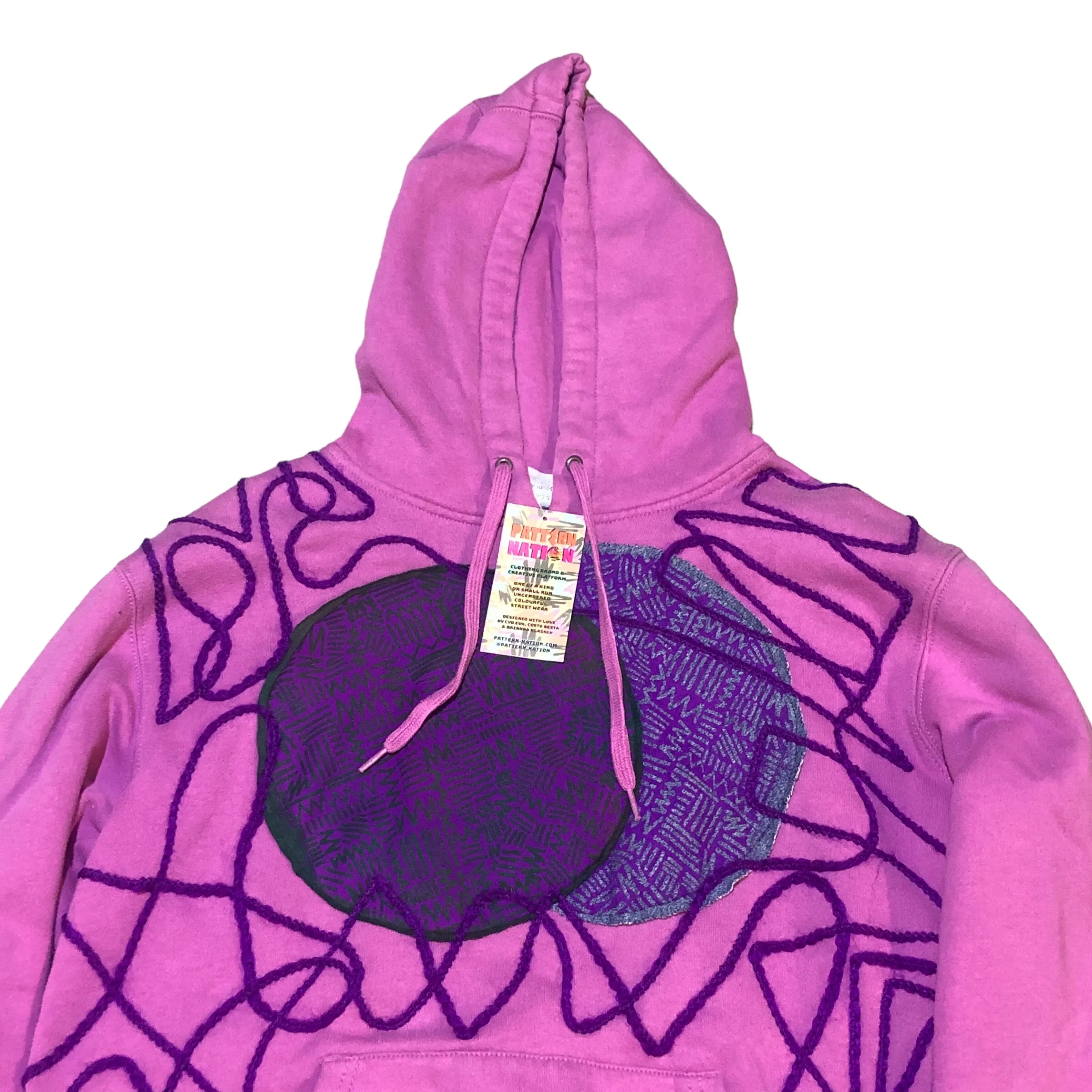 Pink/Purple Hand Patchwork Hoodie by Pattern Nation