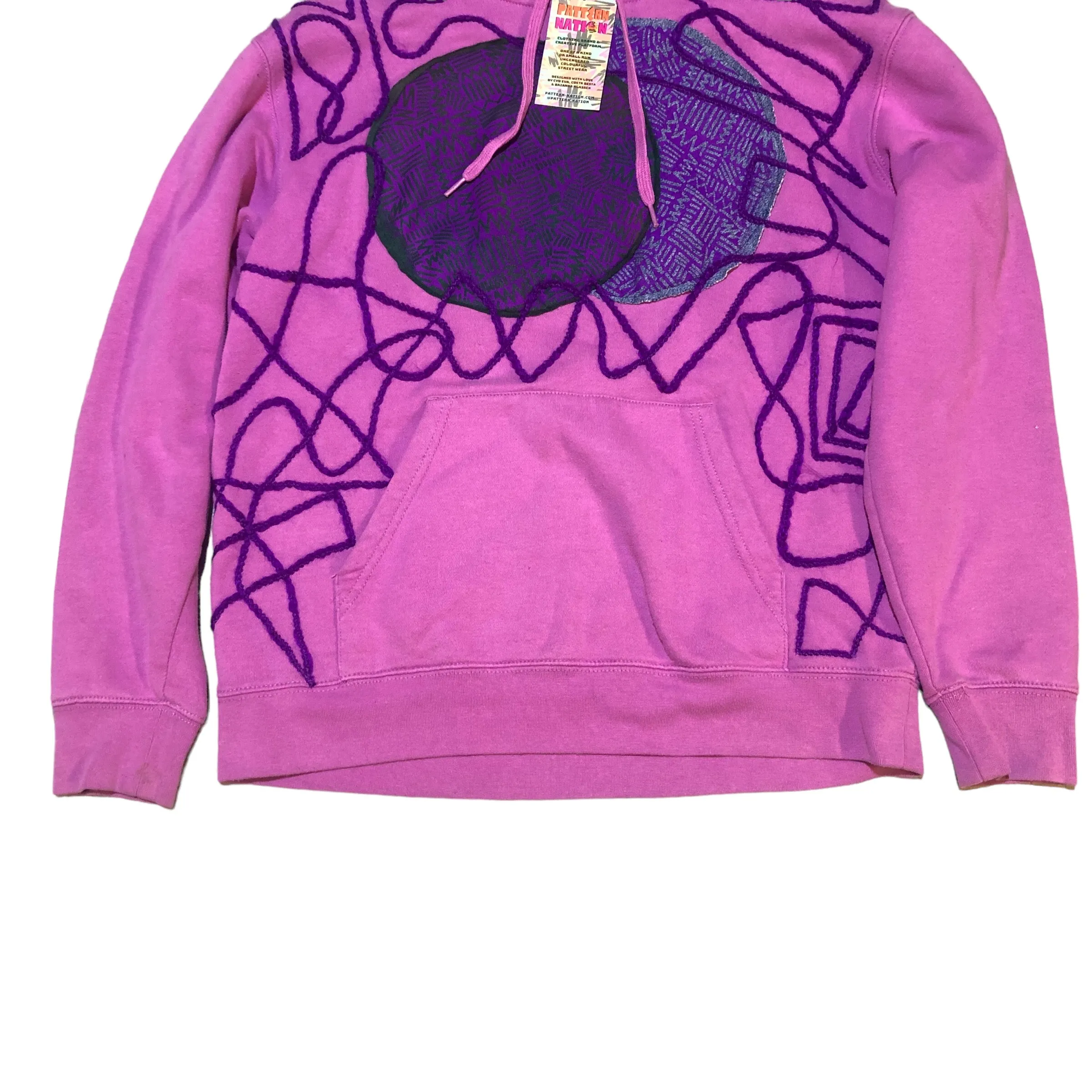 Pink/Purple Hand Patchwork Hoodie by Pattern Nation