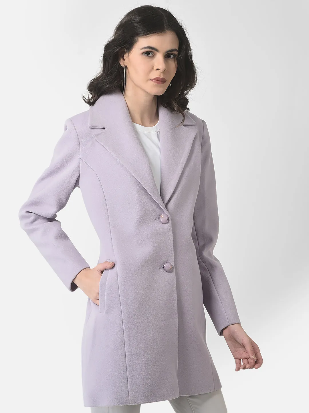 Purple Single-Breasted Overcoat