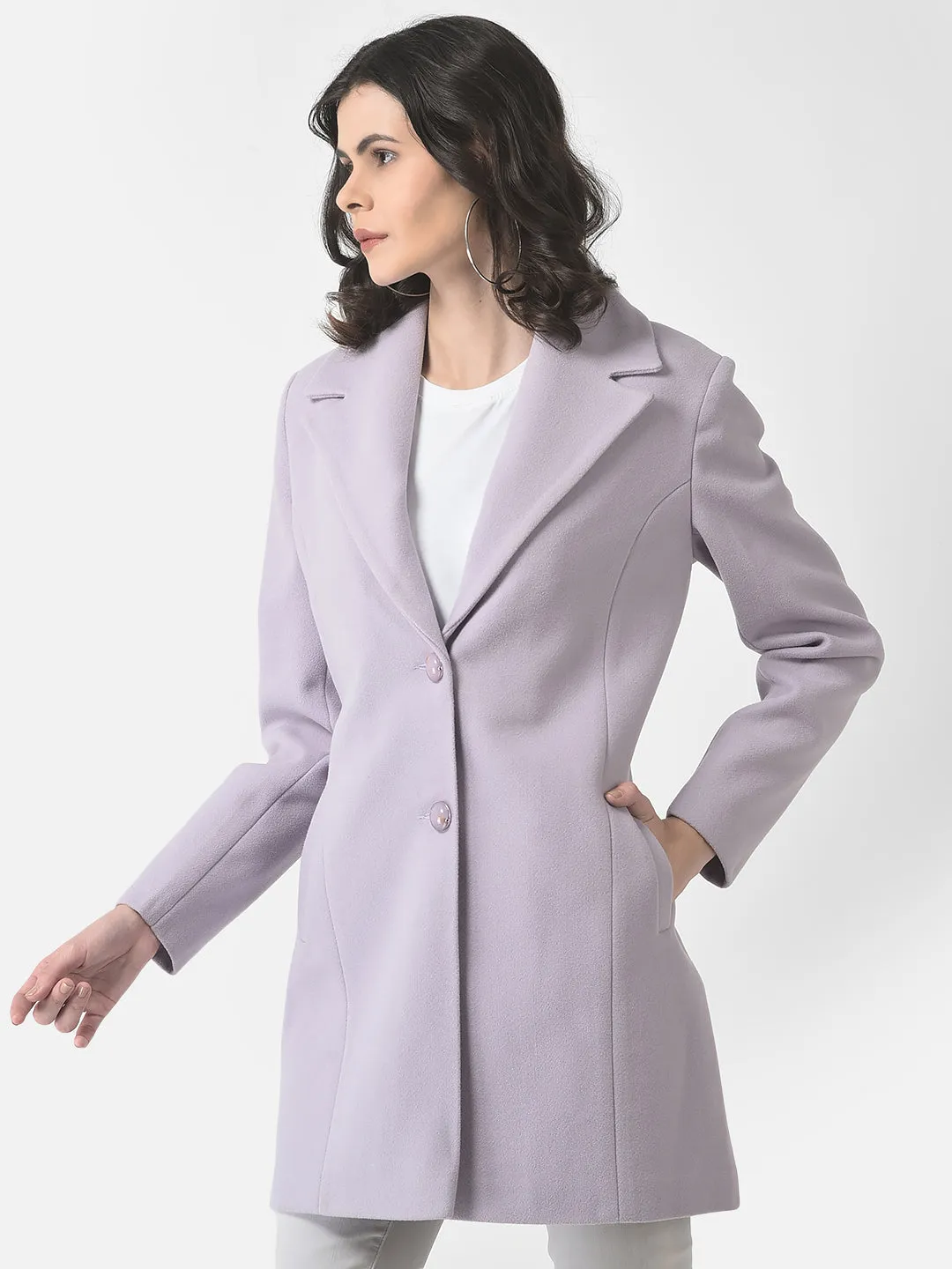 Purple Single-Breasted Overcoat