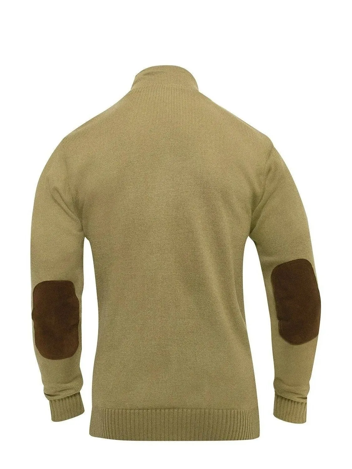 Rothco Men's 3-Button Sweater With Suede Accents Khaki 3804
