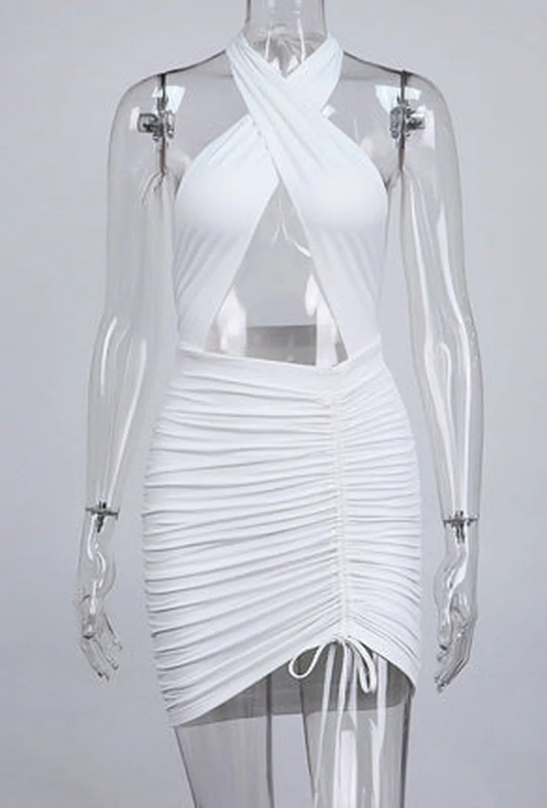 SHELIA - RUCHED CRISS CROSS DRESS