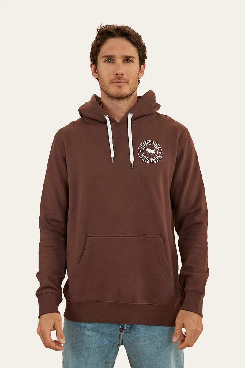 Signature Bull Mens Pullover Hoodie - Chocolate/White