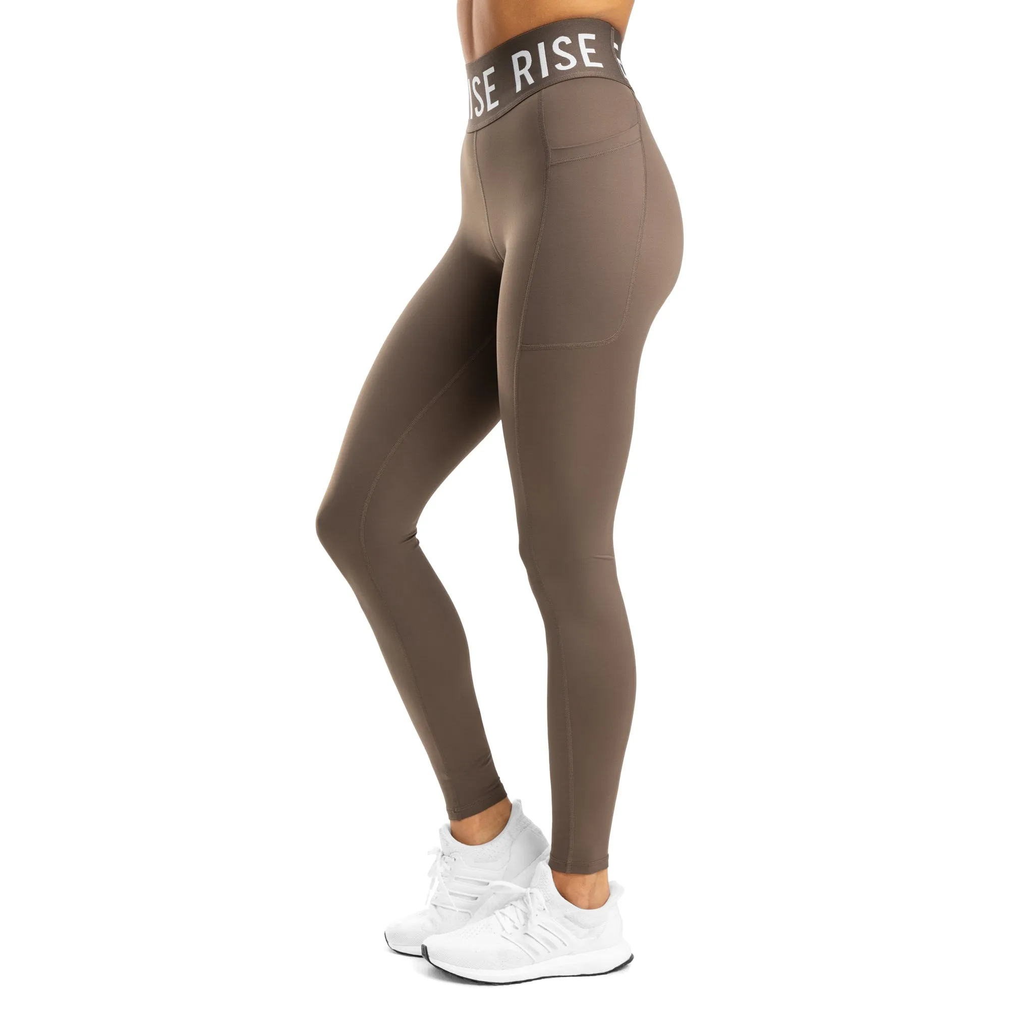 Spirit High Waisted Pockets Leggings - Taupe