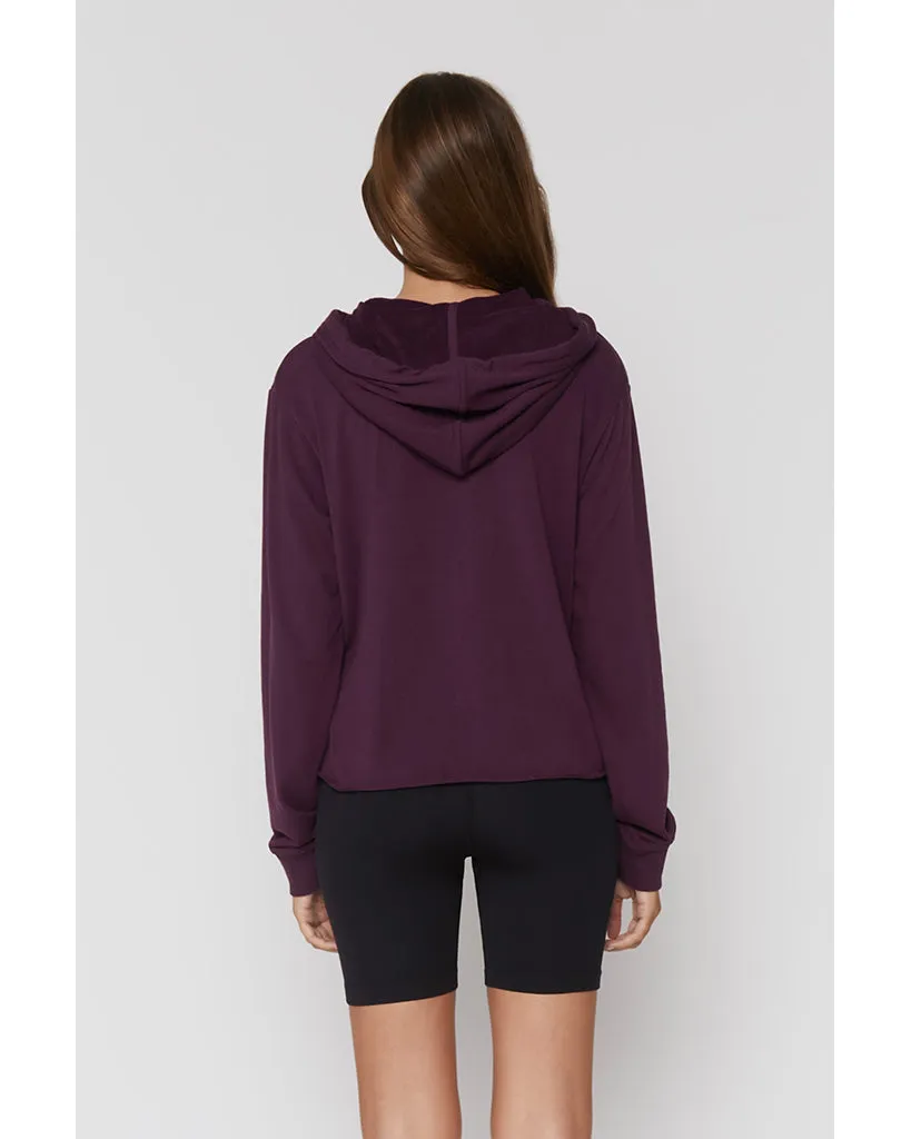 Spiritual Gangster SG Vintage Terry Crop Hoodie - Womens - Blackberry