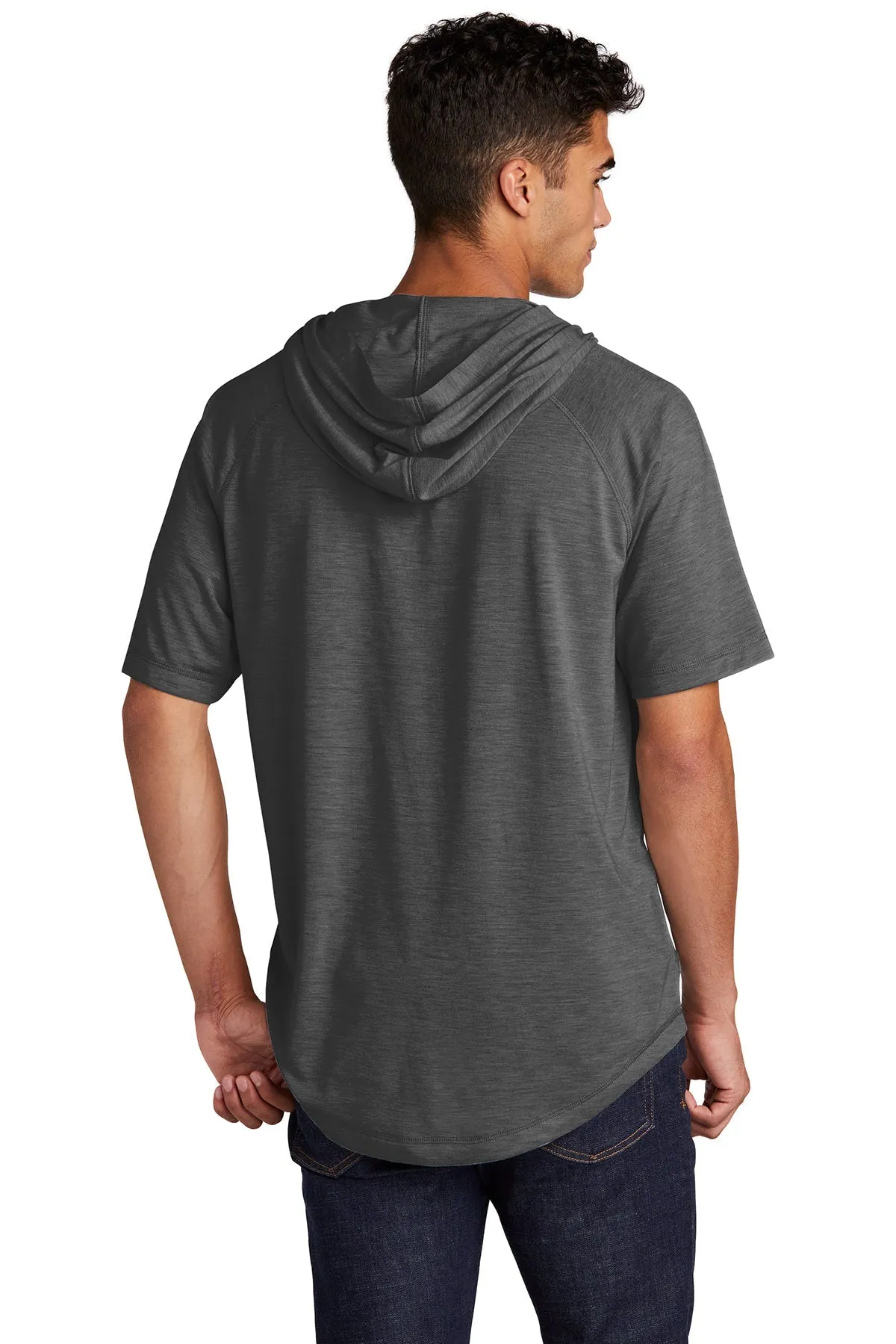 Sport-Tek PosiCharge Tri-Blend Wicking Custom Short Sleeve Hoodies, Dark Grey Heather