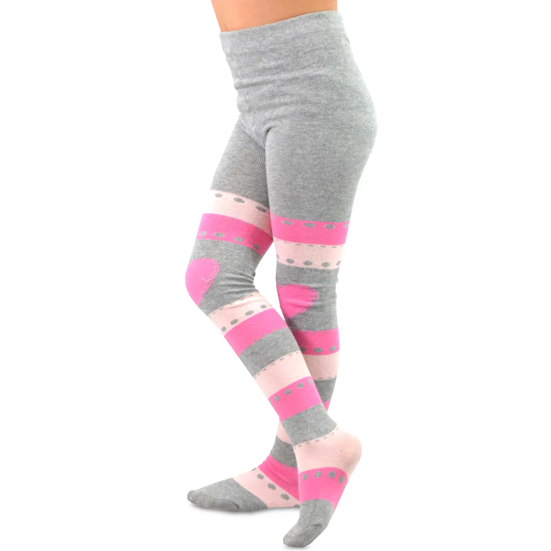 TeeHee Socks Kid's Casual Cotton Tights Stripes with Hearts 3-Pack (70310)