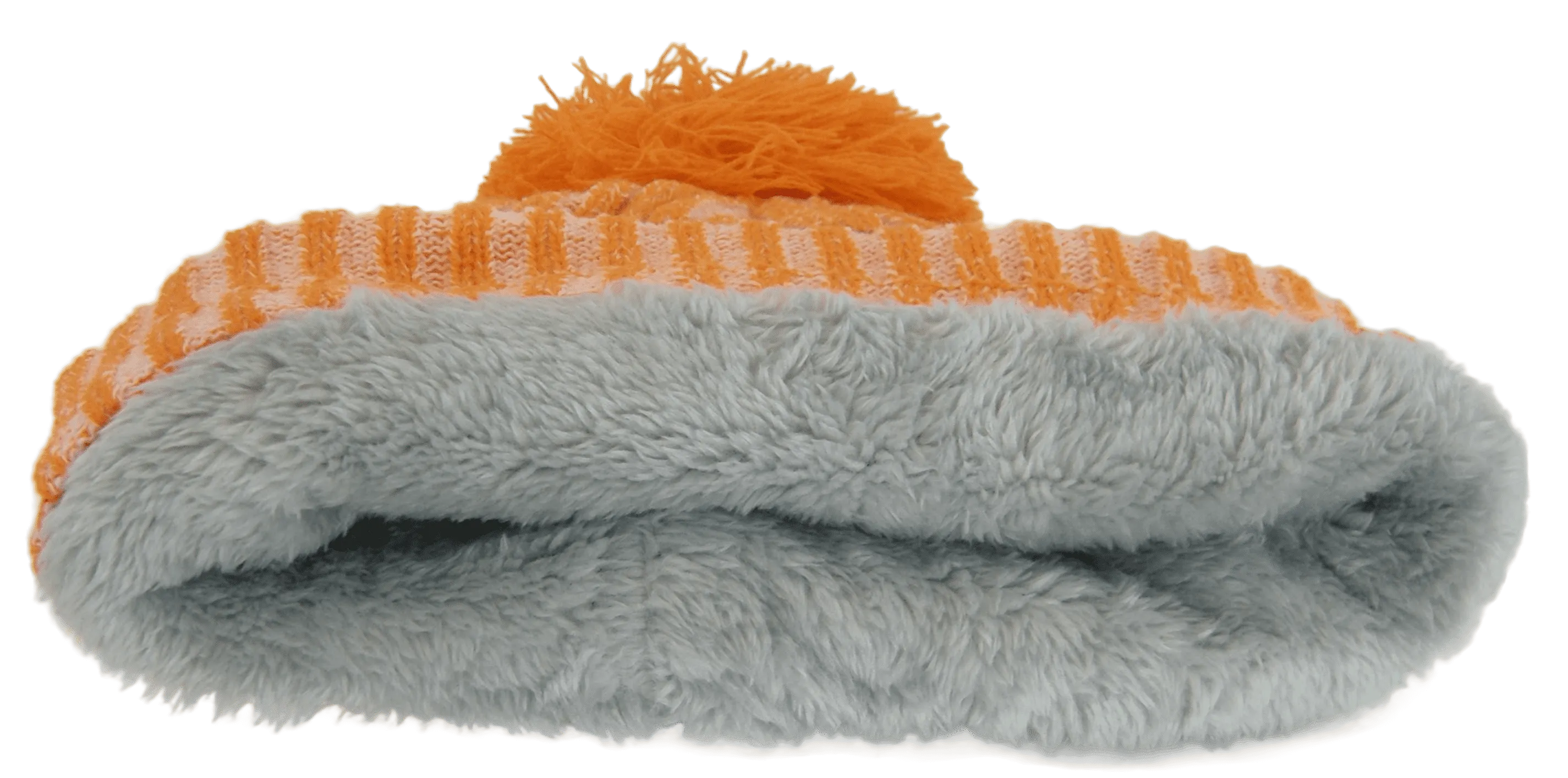 Tennessee Plush Lined Embroidered Winter Knit Pom Beanie Hat (Orange/Black Script)