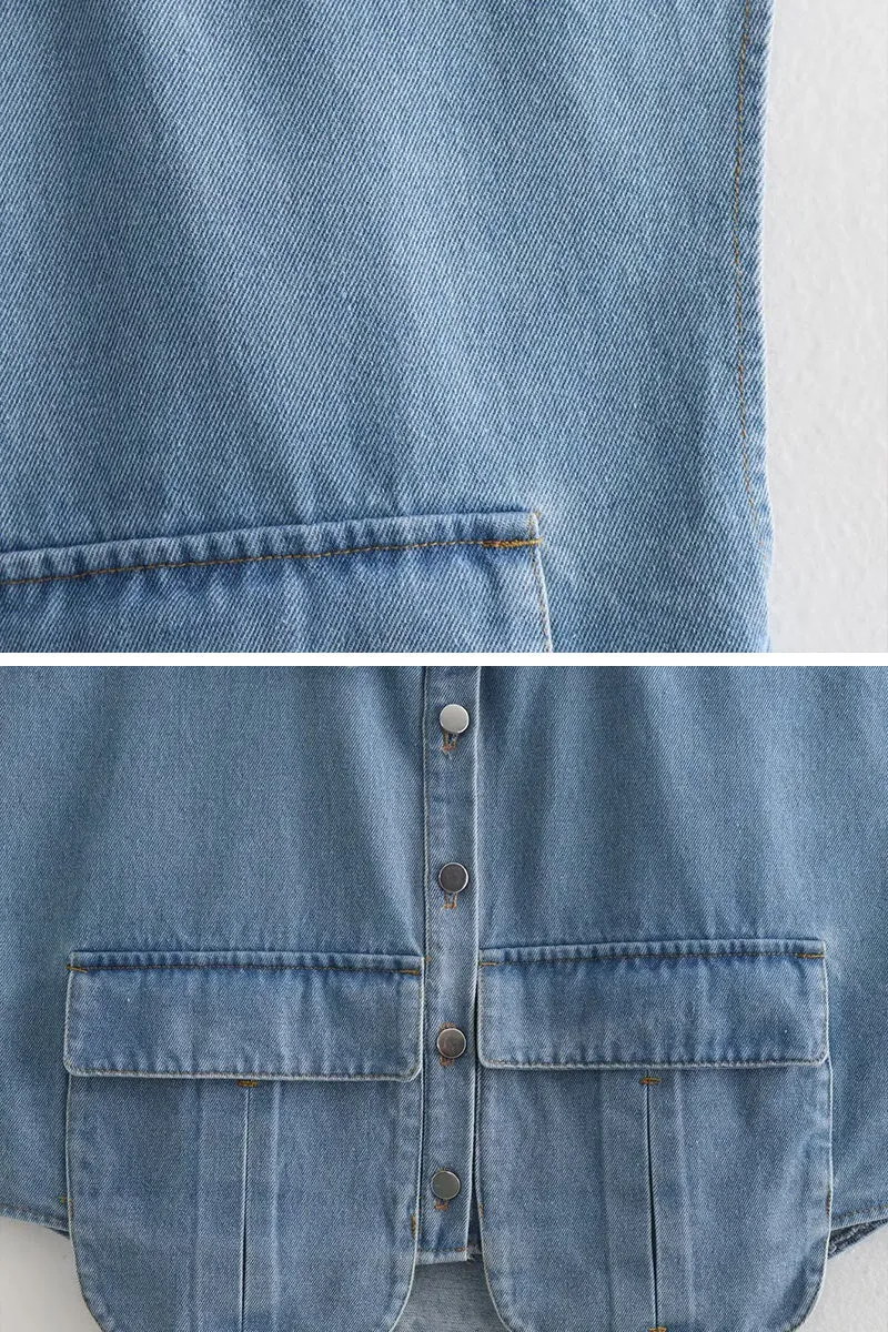TG0211 Denim Crop Shirt