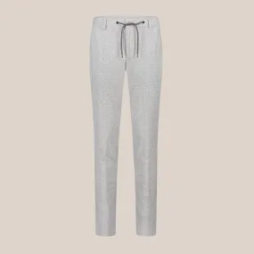 Tonal Glen Plaid Drawstring Jersey Chinos - Light Grey