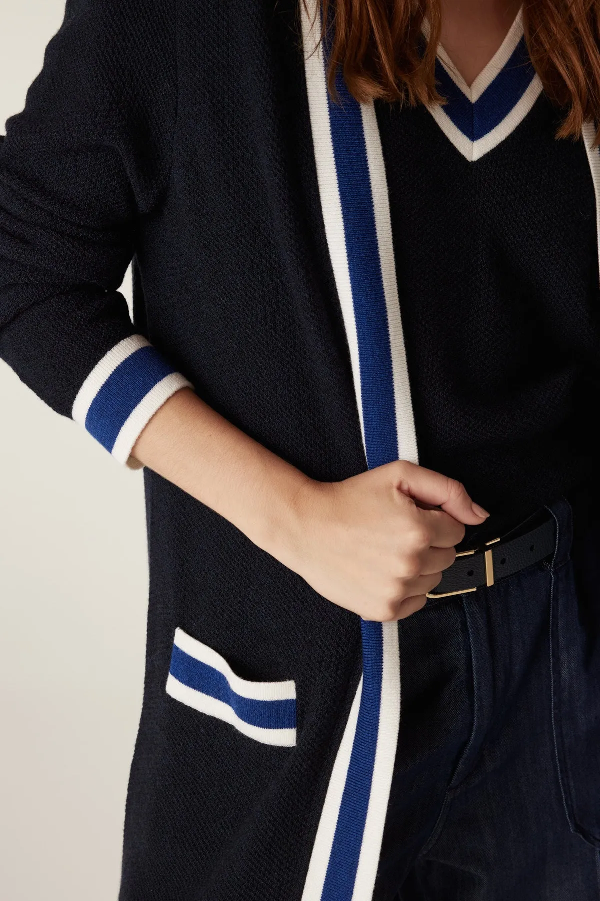 Tribeca Merino Cardigan - Midnight Navy
