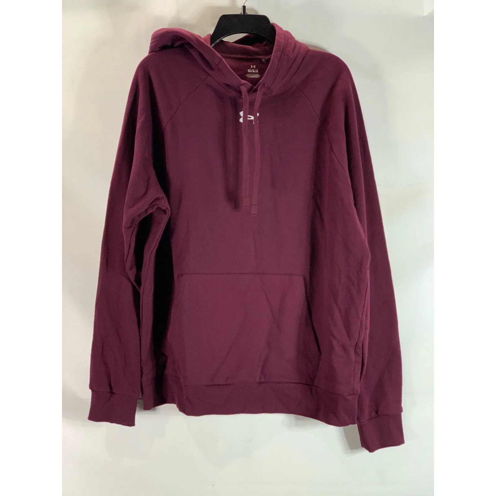 UNDER ARMOUR Men's Avy Burgundy UA Rival Fleece Loose-Fit Pullover Hoodie SZ L