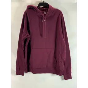 UNDER ARMOUR Men's Avy Burgundy UA Rival Fleece Loose-Fit Pullover Hoodie SZ L