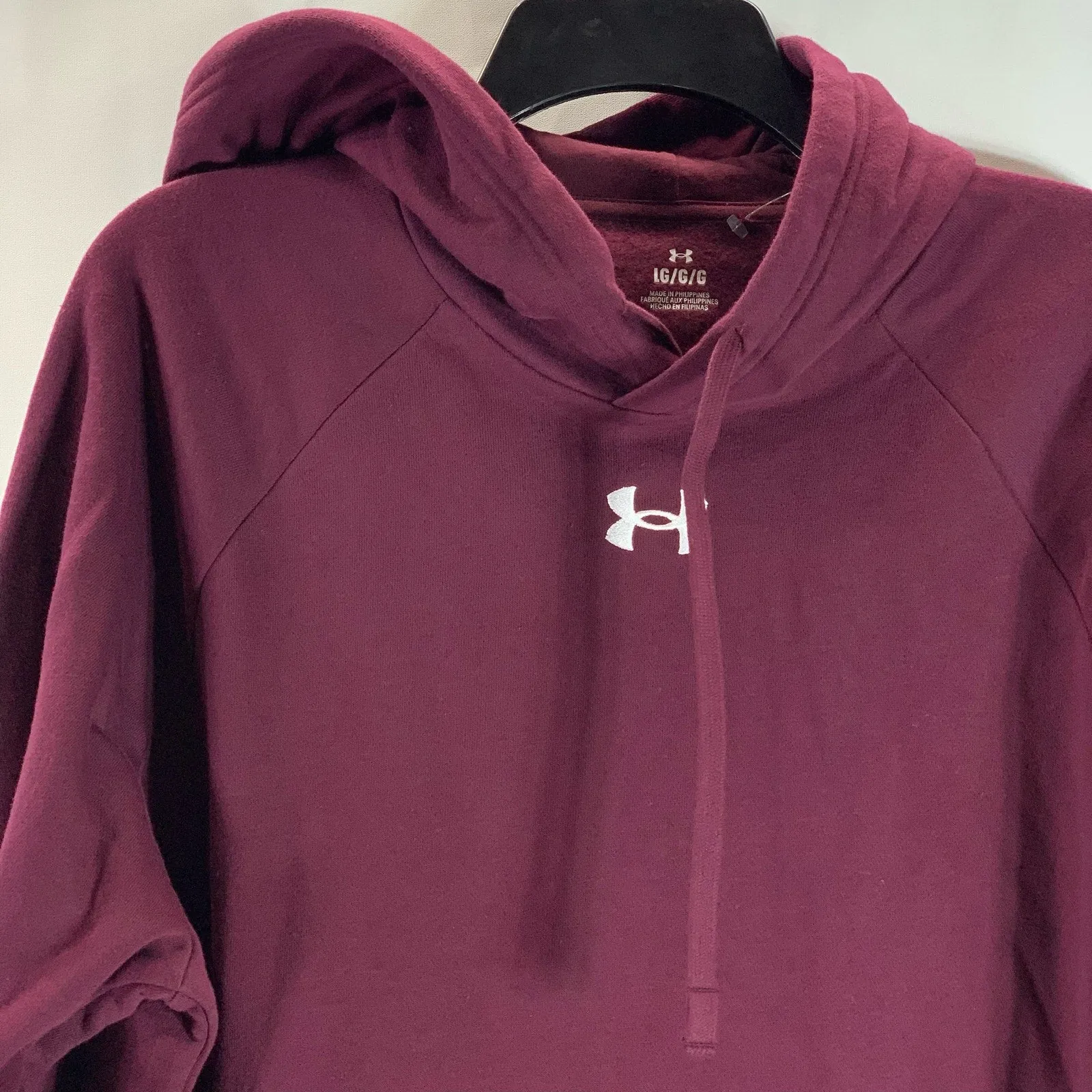 UNDER ARMOUR Men's Avy Burgundy UA Rival Fleece Loose-Fit Pullover Hoodie SZ L