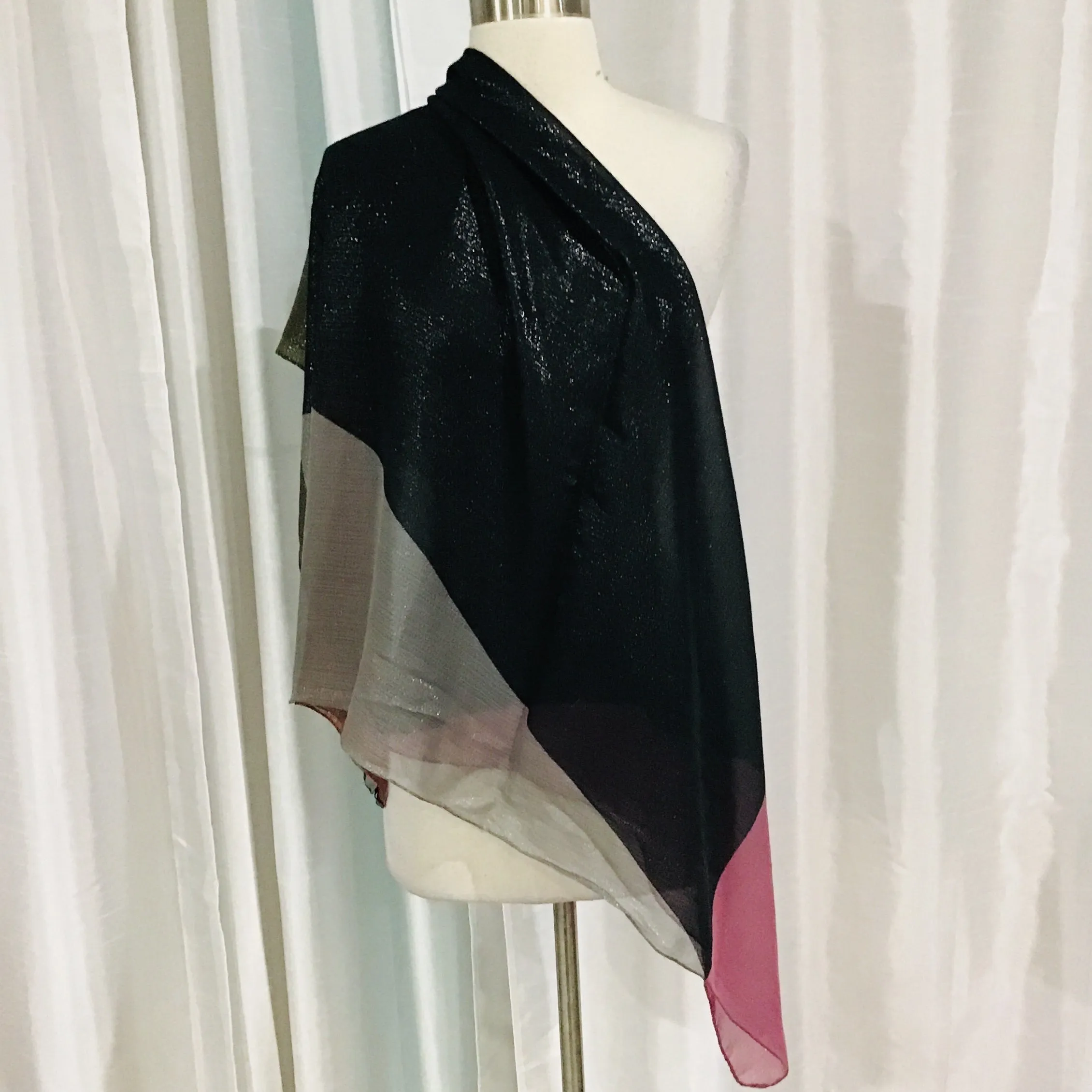 VALENTINO GARAVANI Multi-Color Shimmer Color Block Scarf