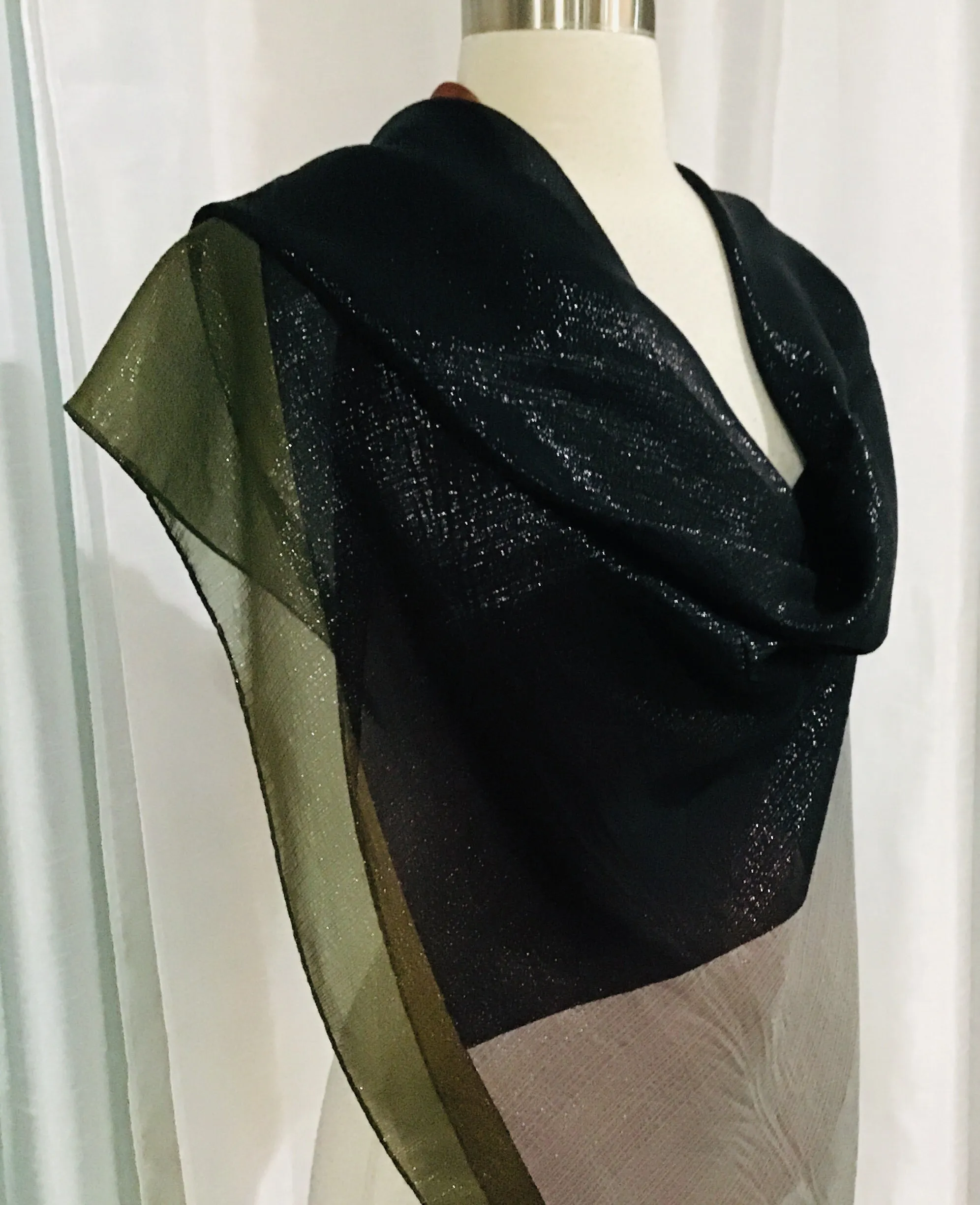 VALENTINO GARAVANI Multi-Color Shimmer Color Block Scarf