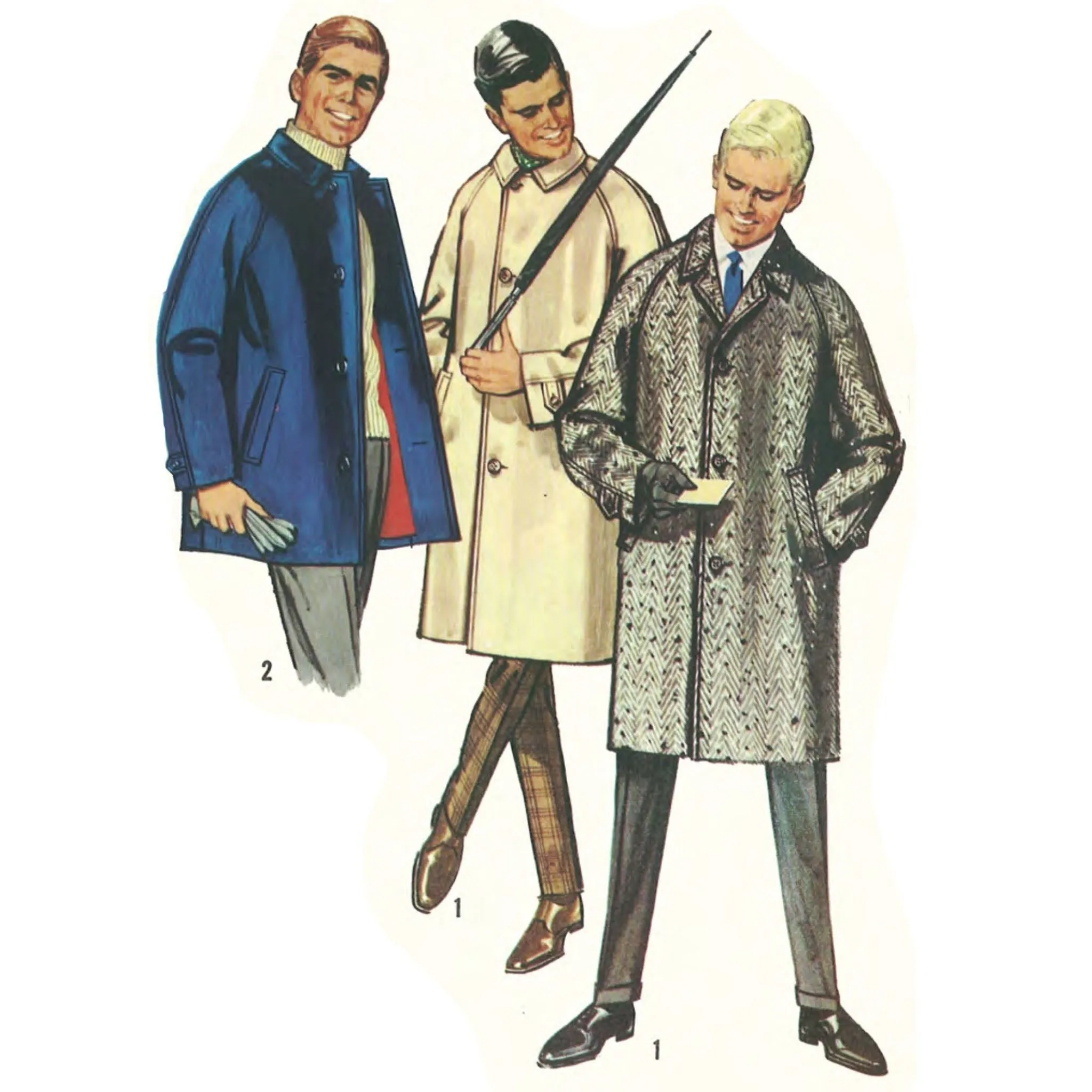 Vintage 1960s Sewing Pattern, Men's Mod Coat Overcoat - Multi-sizes