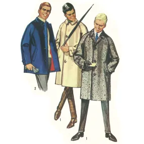 Vintage 1960s Sewing Pattern, Men's Mod Coat Overcoat - Multi-sizes