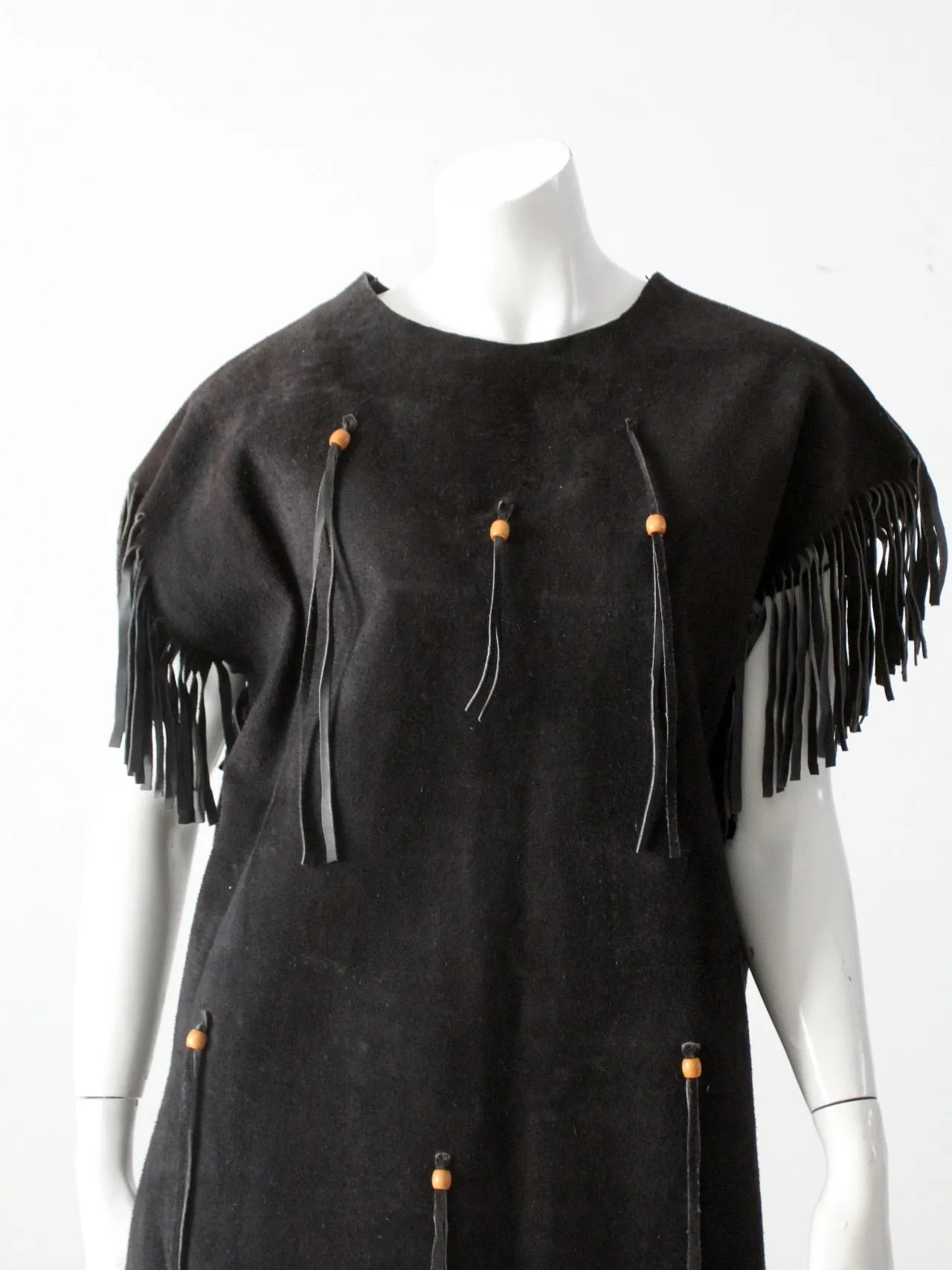 vintage suede leather fringe dress