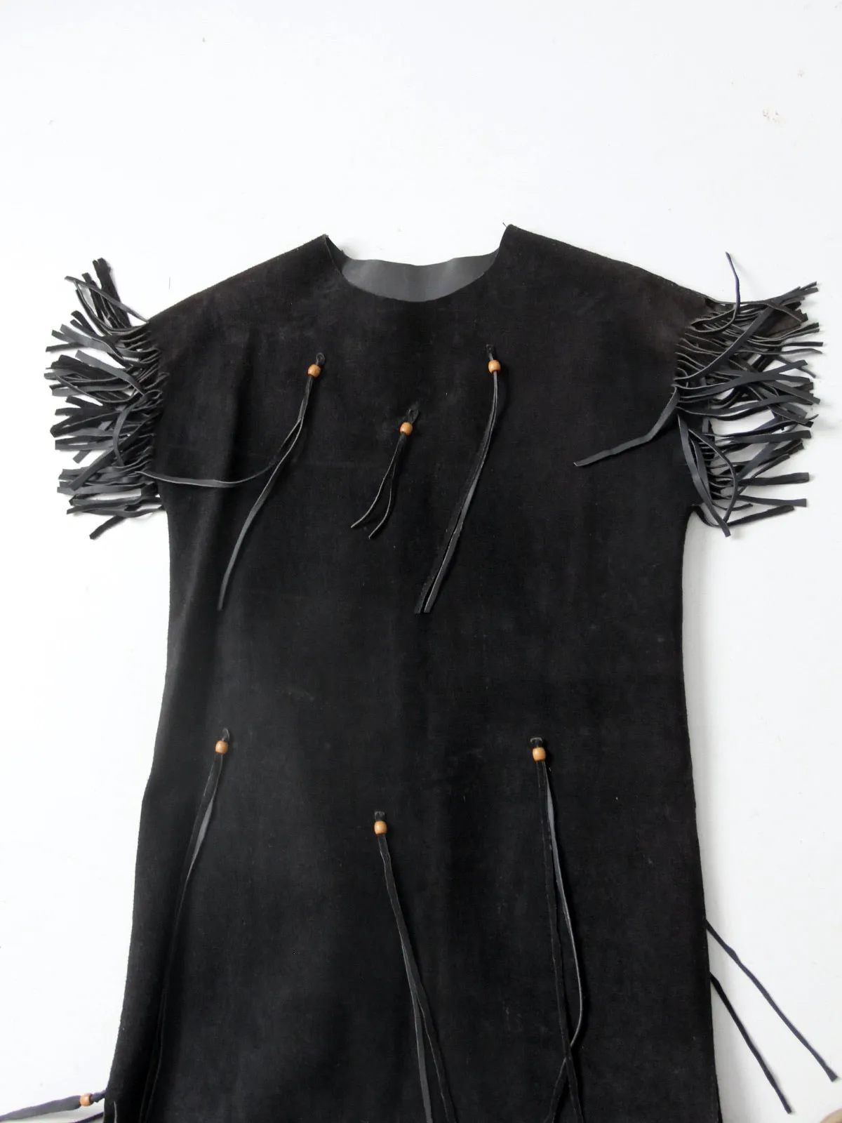 vintage suede leather fringe dress