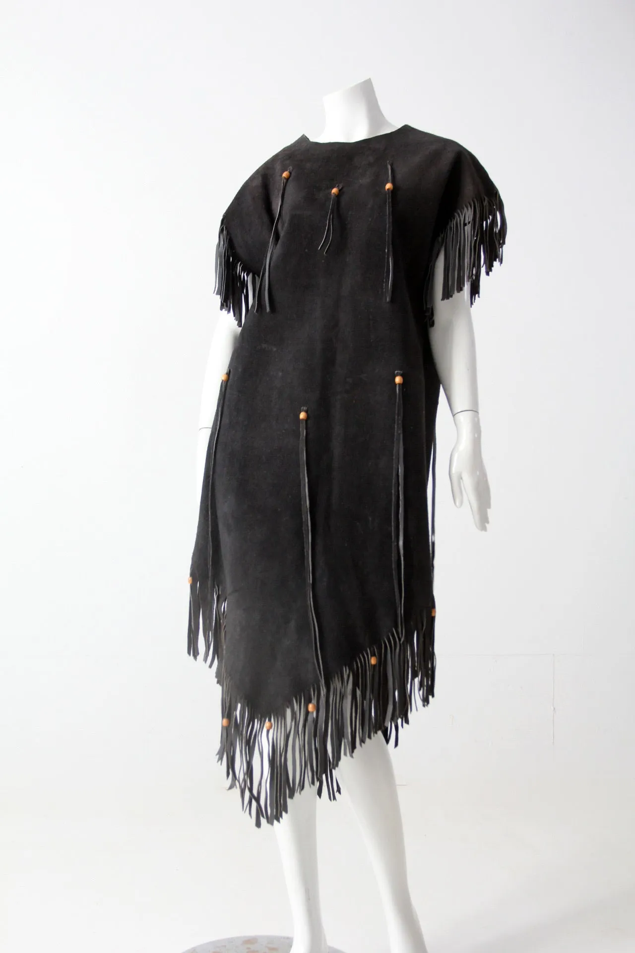 vintage suede leather fringe dress