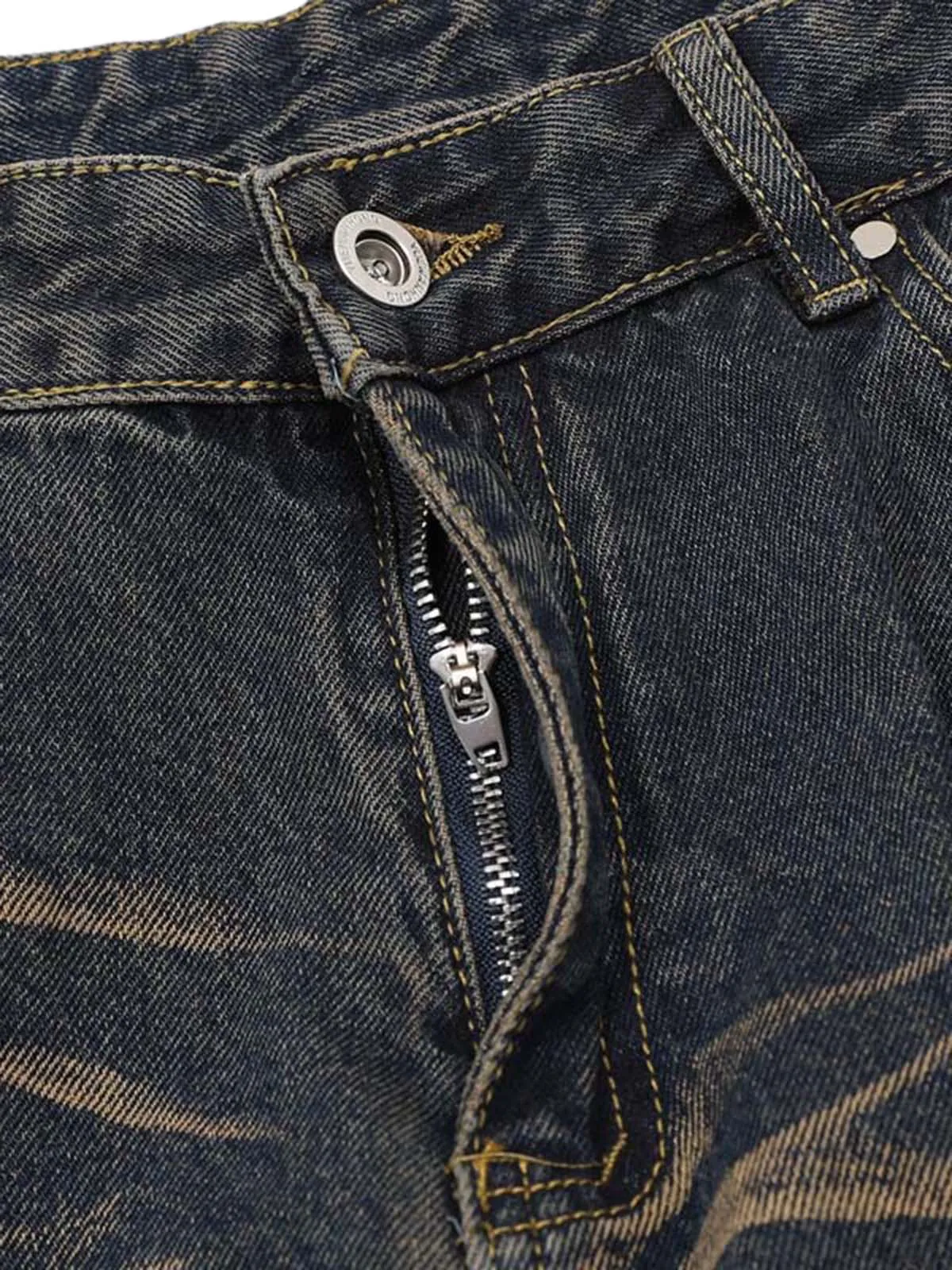 Vintage Washed Distressed Multi Pocket Cargo Jeans