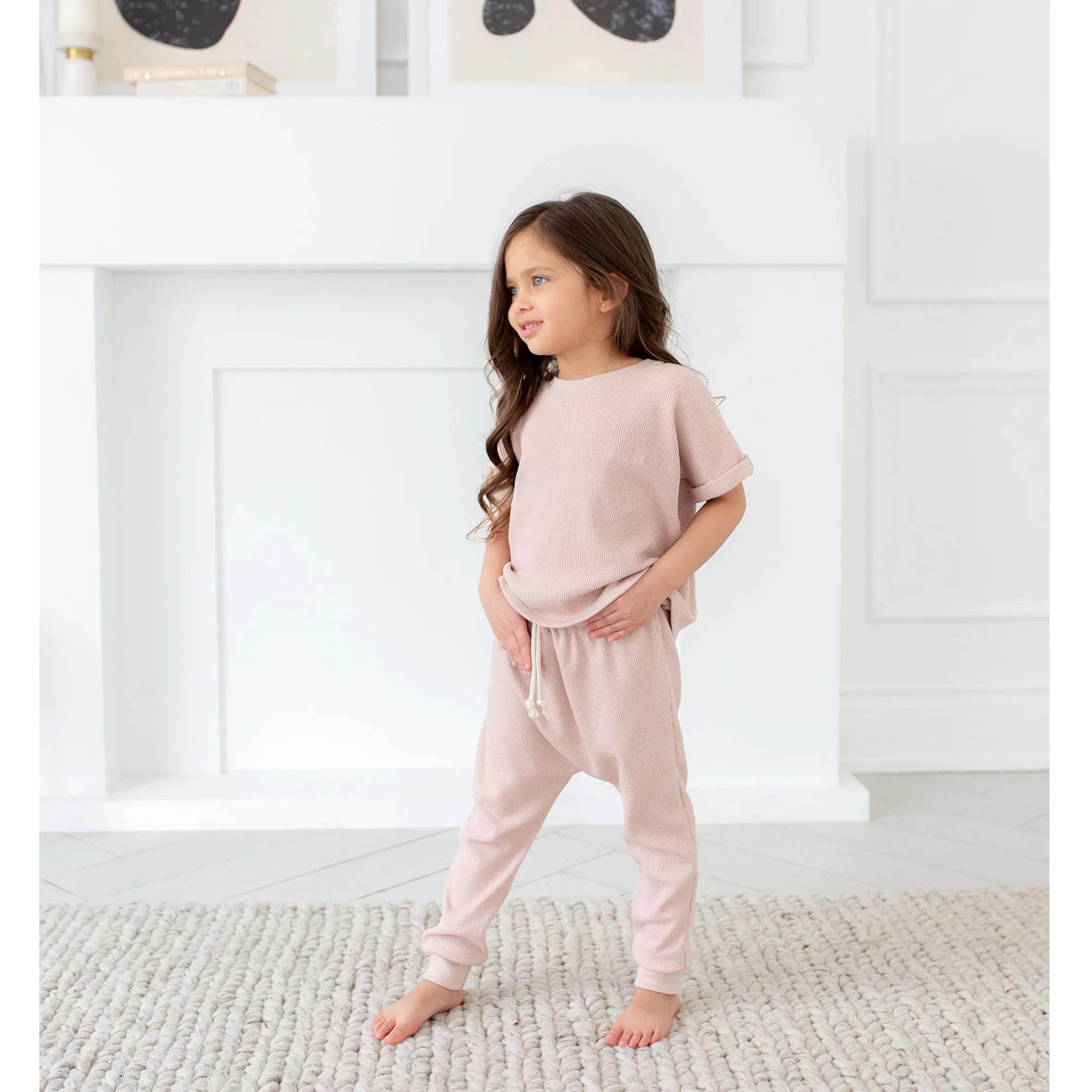Waffle Harem Pant - Dusty Rose