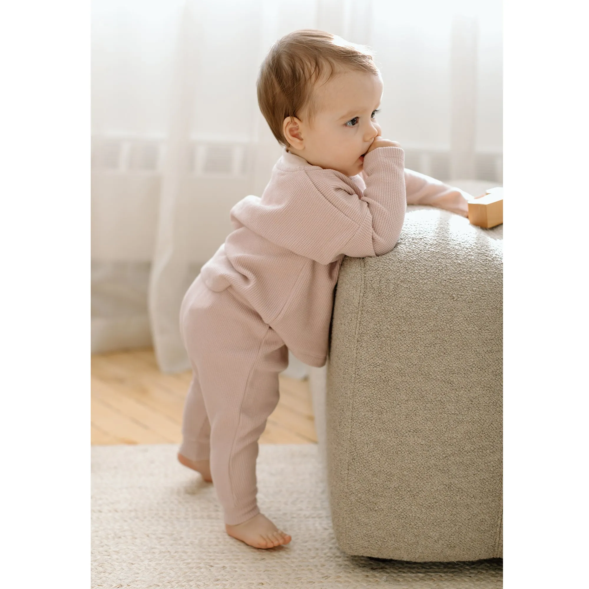Waffle Harem Pant - Dusty Rose