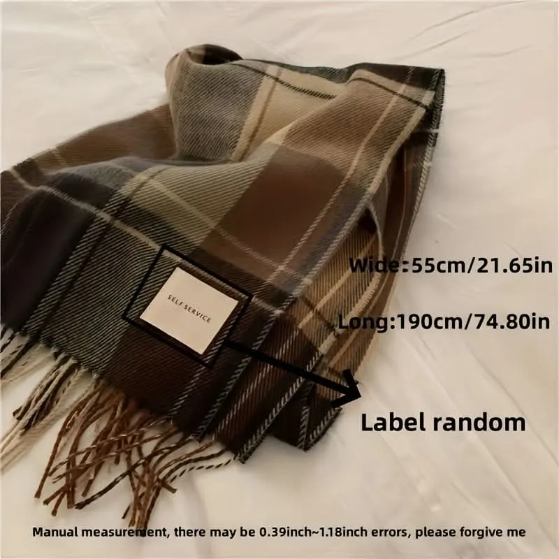 Warm Tassel Scarf – Luxurious Retro Checkered Knit