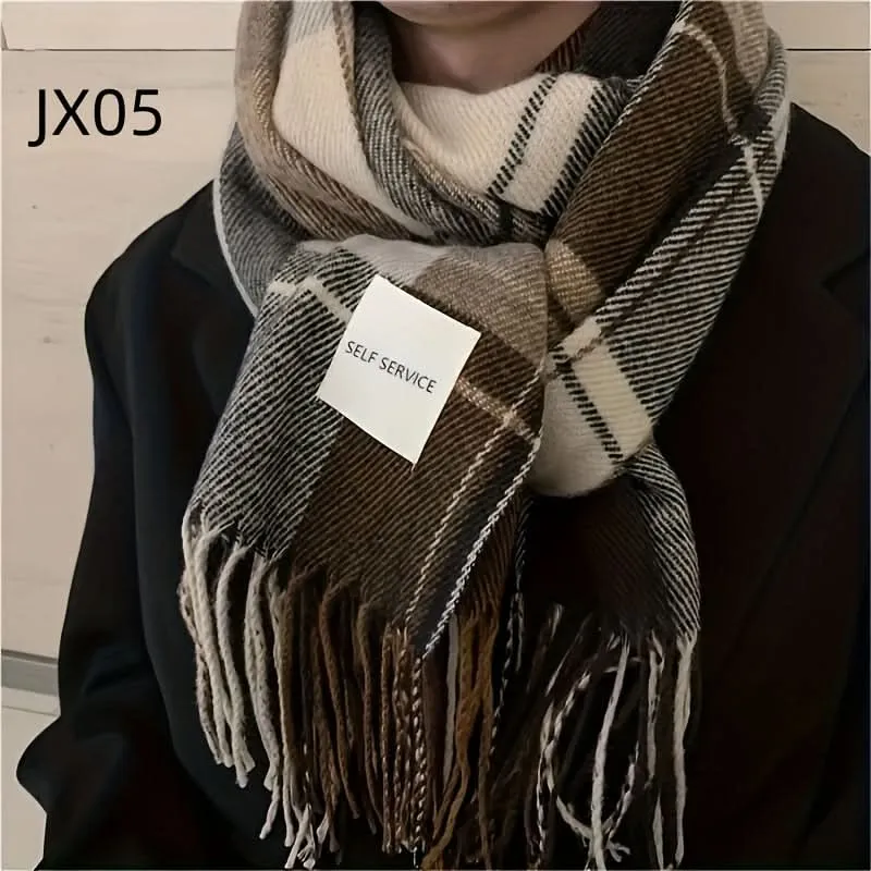 Warm Tassel Scarf – Luxurious Retro Checkered Knit