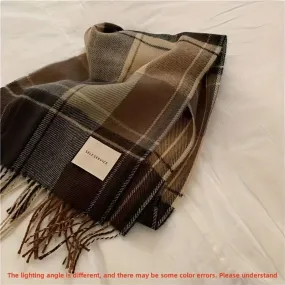 Warm Tassel Scarf – Luxurious Retro Checkered Knit