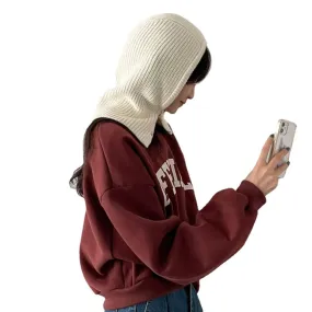 Warm Winter Knit Beanie Hats South Korea Dongdaemun Personalized Warm Keeping Women's Trendy Cold Scarf Pullover Unisex