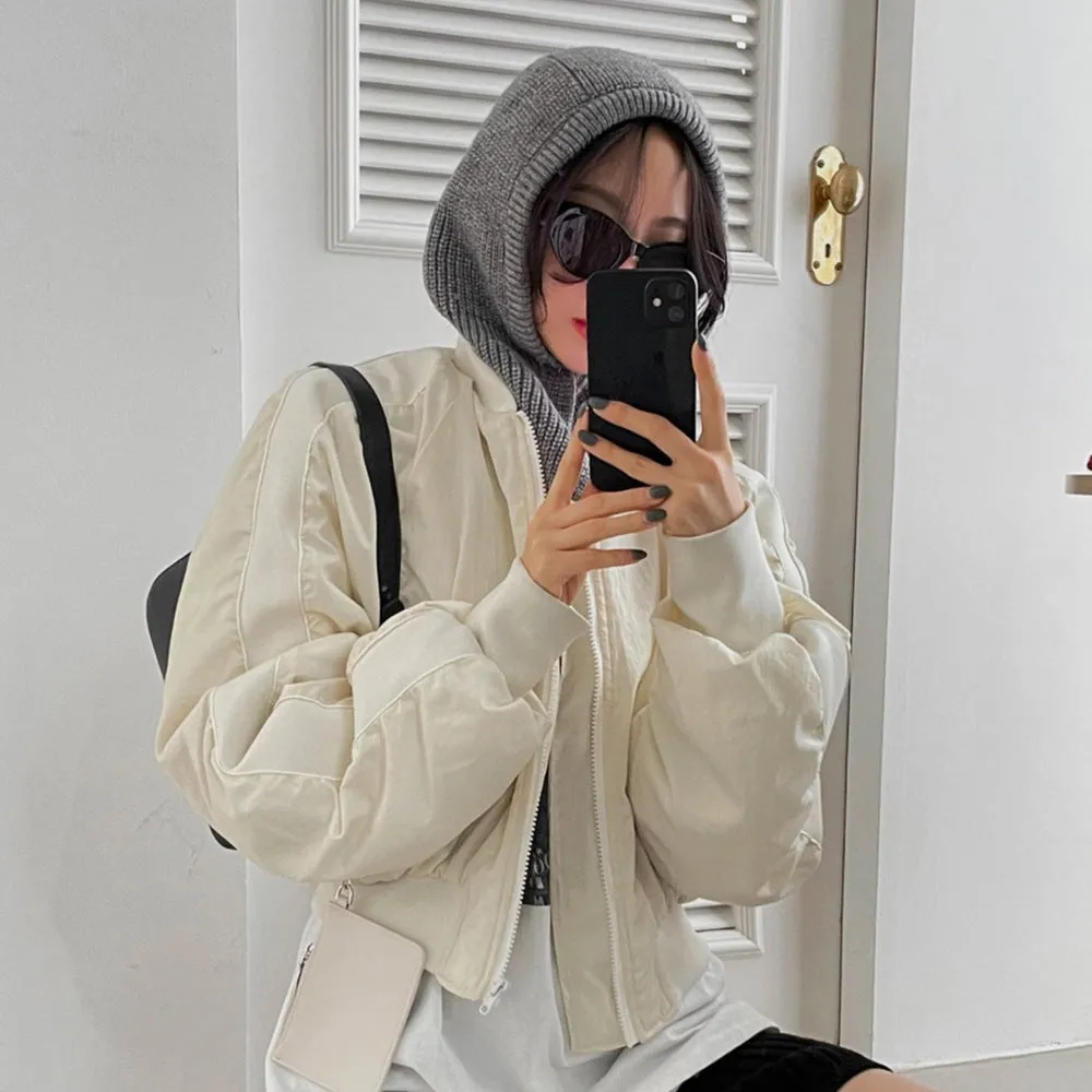 Warm Winter Knit Beanie Hats South Korea Dongdaemun Personalized Warm Keeping Women's Trendy Cold Scarf Pullover Unisex