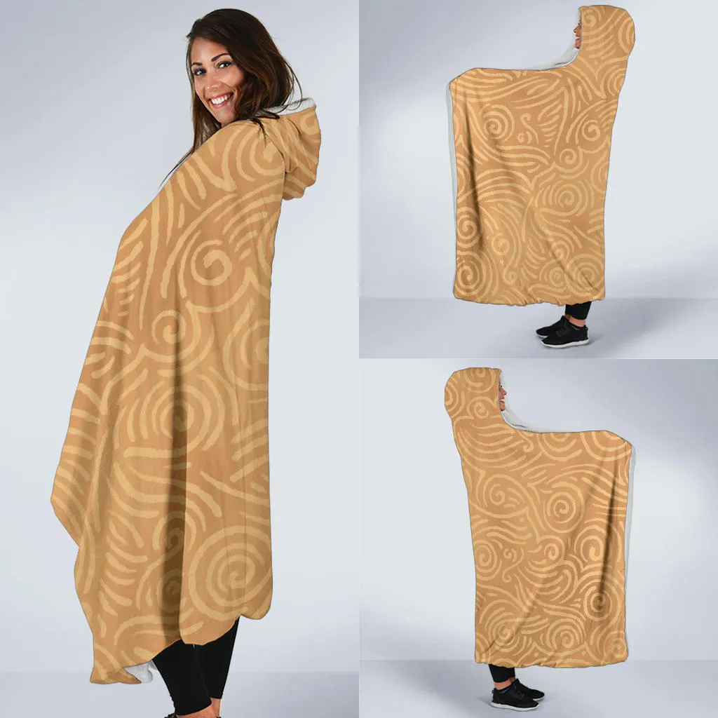 Waves and Spirals - Ocher | Hooded Blanket | Mandalazed