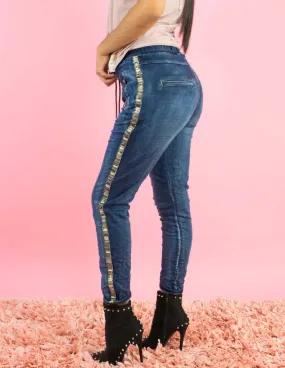 WINTER COLLECTION Embellished Denim Joggers