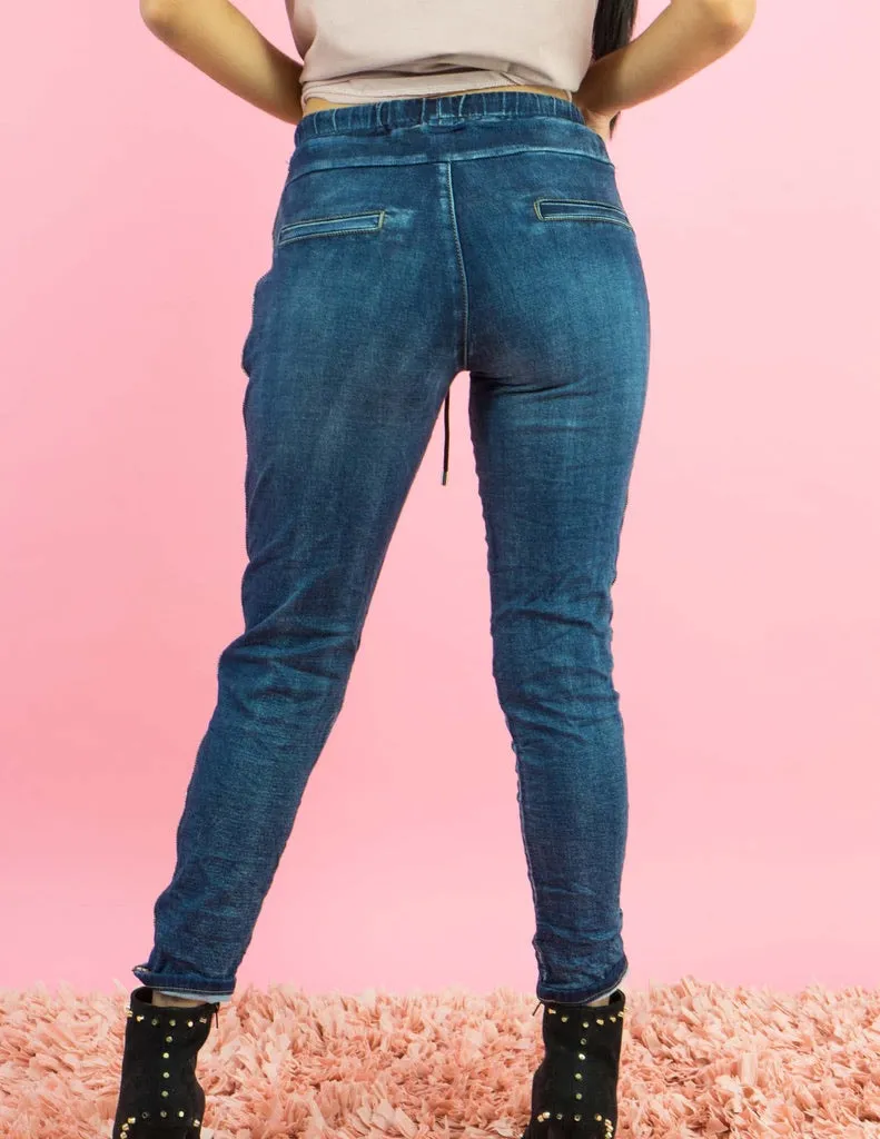 WINTER COLLECTION Embellished Denim Joggers