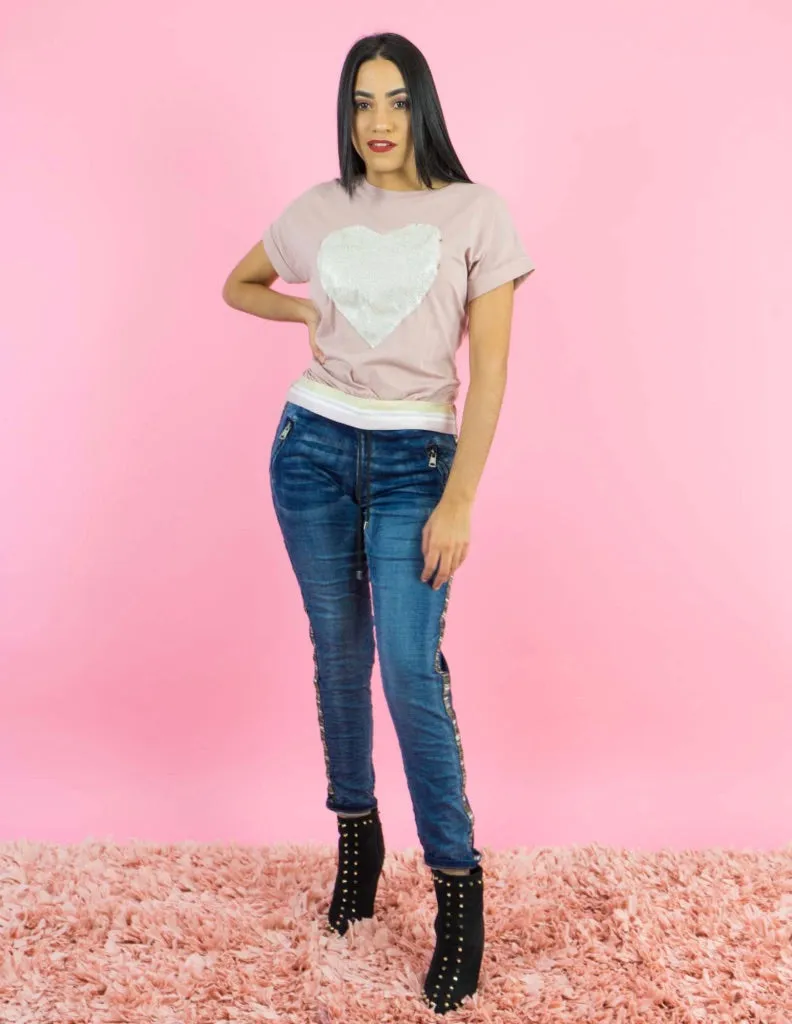 WINTER COLLECTION Embellished Denim Joggers