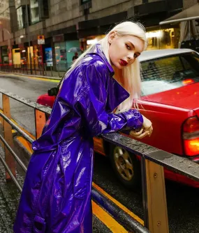 Women’s Shiny PURPLE Patent Leather Trench