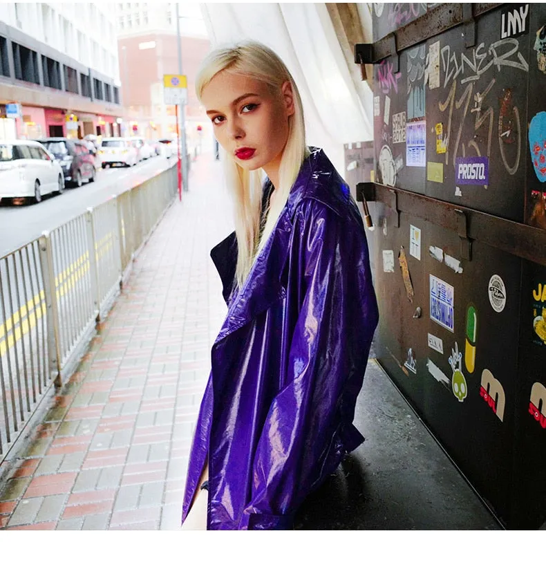 Women’s Shiny PURPLE Patent Leather Trench