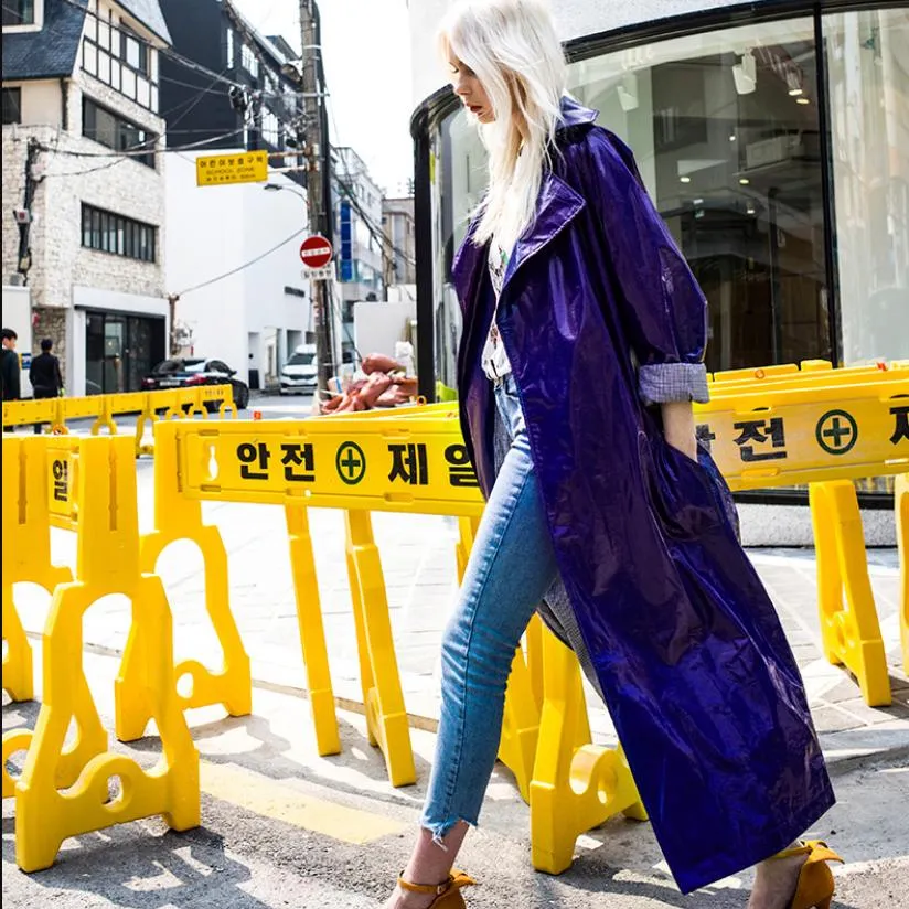 Women’s Shiny PURPLE Patent Leather Trench