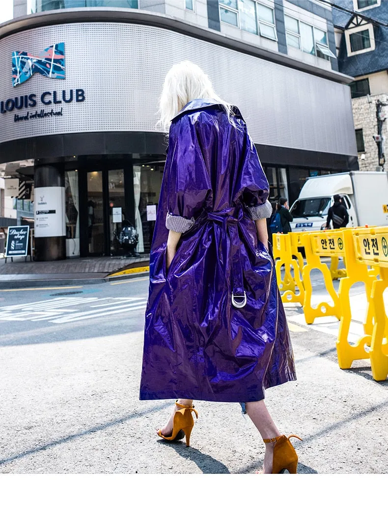 Women’s Shiny PURPLE Patent Leather Trench