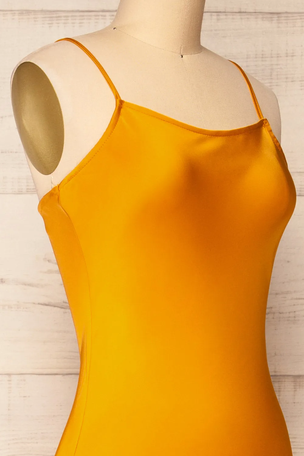 Xilloux Yellow | Midi Slip Dress w/ Adjustable Straps